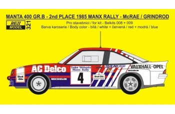 Decal – Opel Manta 400 Gr.B - 1985 Manx Rally 2nd place - McRae J. / Grindrod